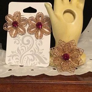 Vintage Clip Earring & Brooch Set
